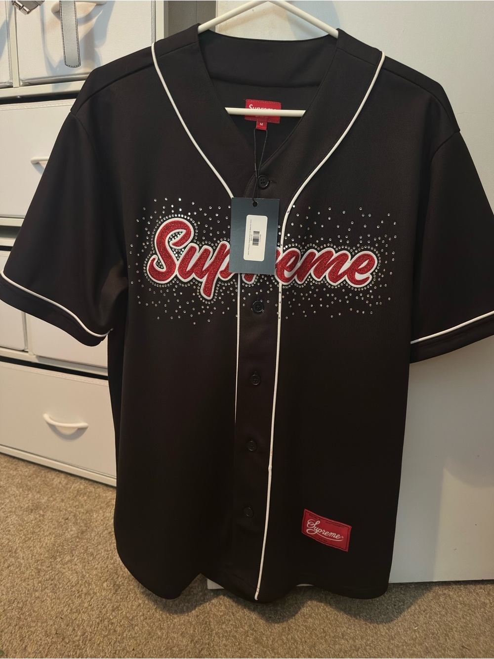 Supreme Rhinestone Baseball Jersey - size M